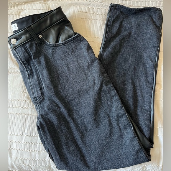 A&F size 30 mixed fabric leather jean pant - Picture 4 of 4